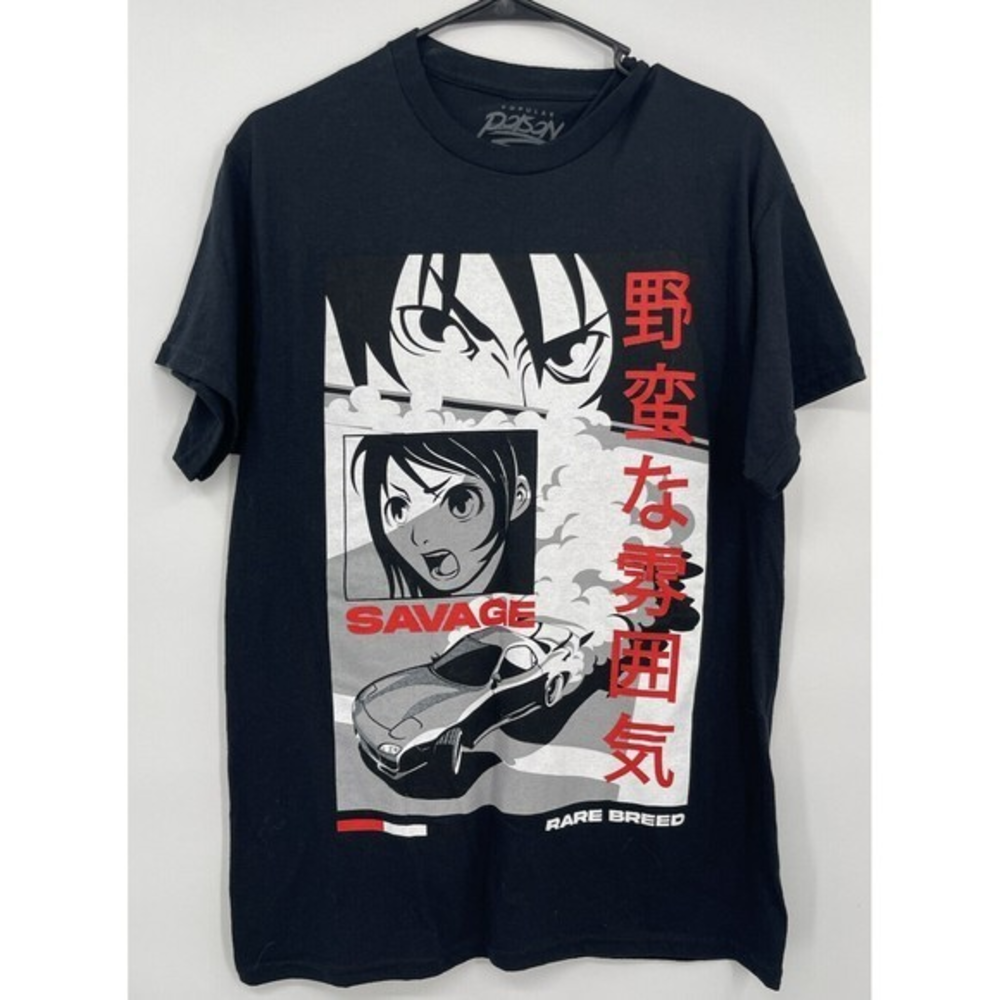 Popular Poison Medium T-Shirt Mens Black Anime JDM Car Savage Rare Breed Graphic
